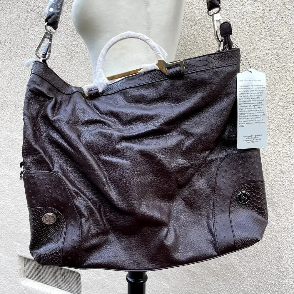 NEW Joy Mangano Faux Leather Designer Drop Bag Extra Large